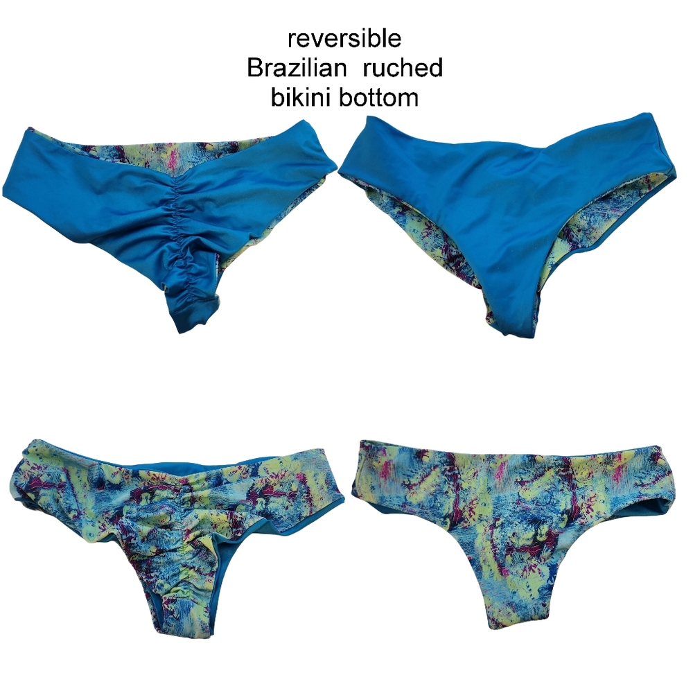 Brazilian Bikini Ruched Reversible Bittom Size Small To Medium